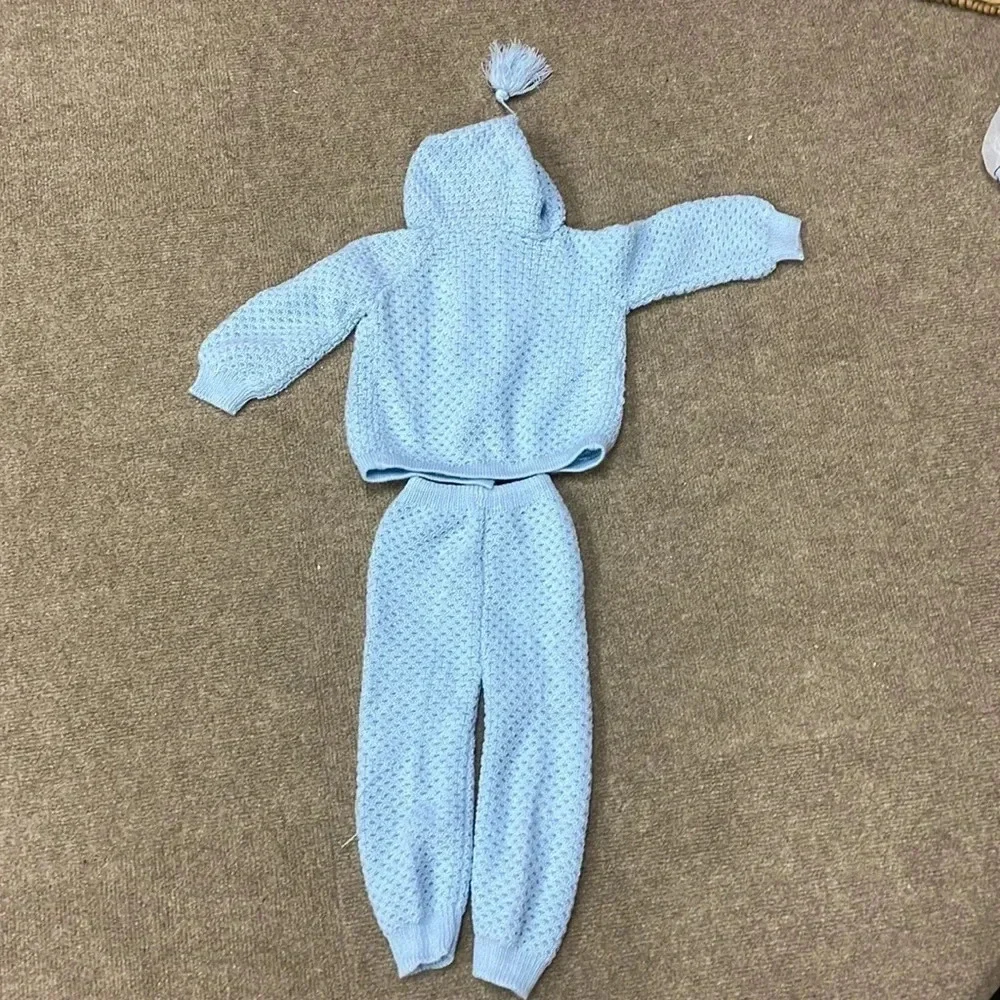 Vintage Blue Crocheted Outfit‎ 12mo